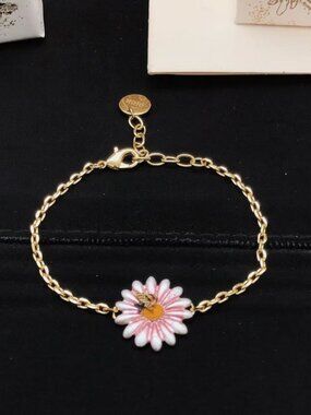 Dior Gold-Tone Daisy & Bee Enamel Charm Bracelet